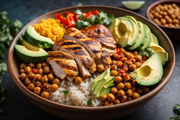 tigela vegetariana de buda com salada de legumes frescos e grão de bico