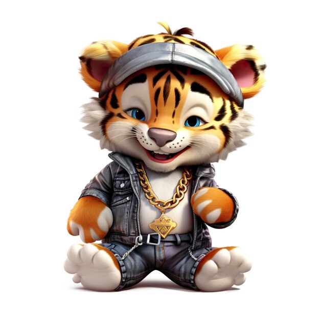 Foto tiger 3d conceito fofo rapper ilustração gerada por ia