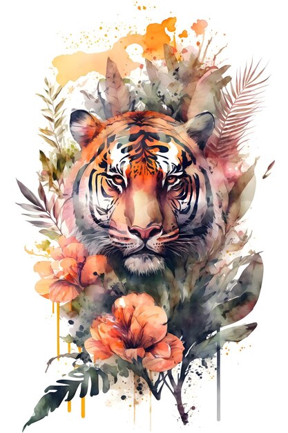 Tiger-Aquarell. ai generiert