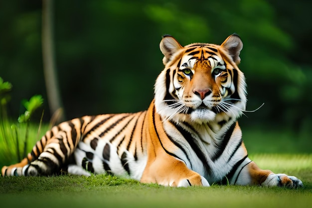 Tiger auf dem Gras Hintergrundbilder