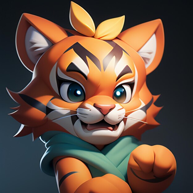 Foto tiger-cartoon-tier-ikonen-bild süß comic-stil wildes tier-illustration 3d-rendering c4d