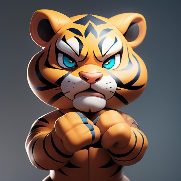 Foto tiger-cartoon-tier-symbolbild, niedlicher comic-stil, wildtier-illustration, 3d-rendering c4d