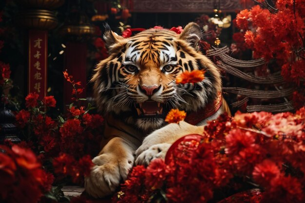 Foto tiger disfrutando de cada estado de ánimo de su vida