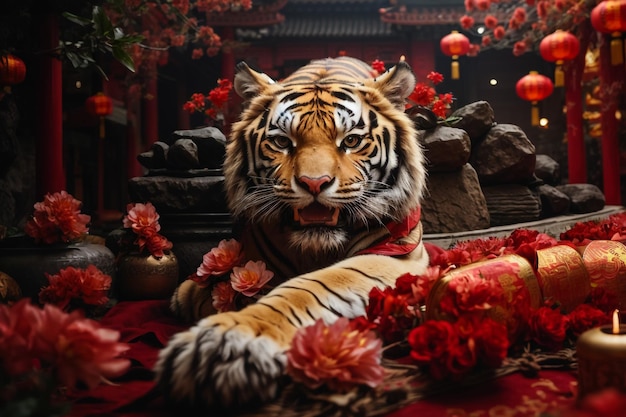Foto tiger disfrutando de cada estado de ánimo de su vida