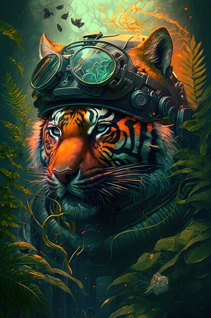 Tiger im Dschungel. digitale Kunst