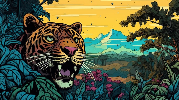 Tiger im Dschungel Fantasy-Konzept Illustrationsmalerei