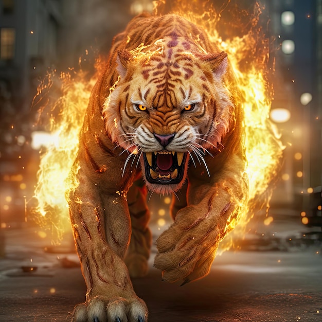 Tiger in Flammen