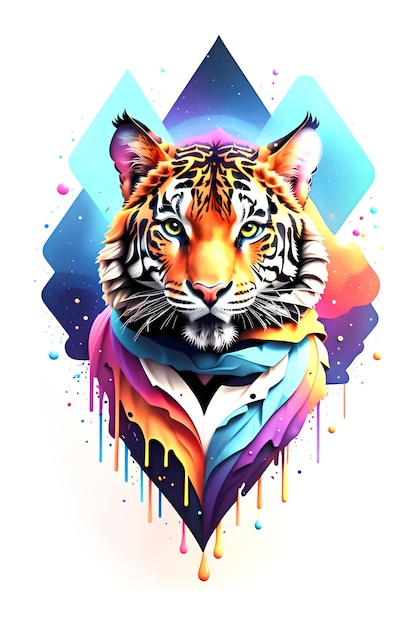 Tiger mit Ölgemälde auf Aquarell für den T-Shirt-Druck