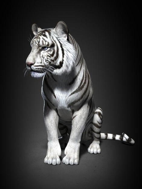 Tiger-Nahaufnahme. 3D-Darstellung