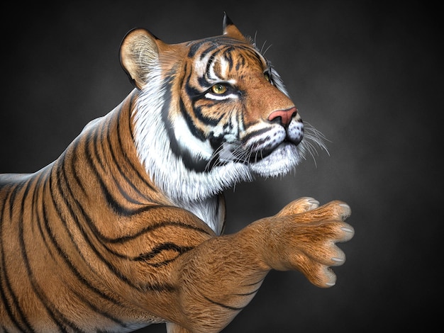 Tiger-Nahaufnahme. 3D-Darstellung