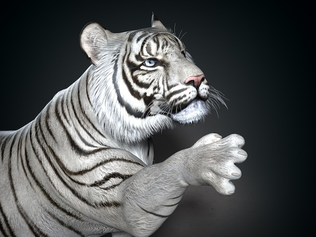 Tiger-Nahaufnahme. 3D-Darstellung