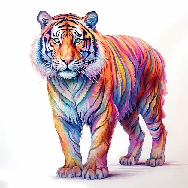 Tiger-Regenbogenfarbe, weißer Hintergrund