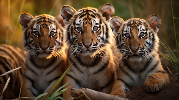 Tigerfamilie in freier Wildbahn