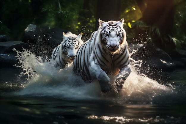 Tigerkampf im Wasser