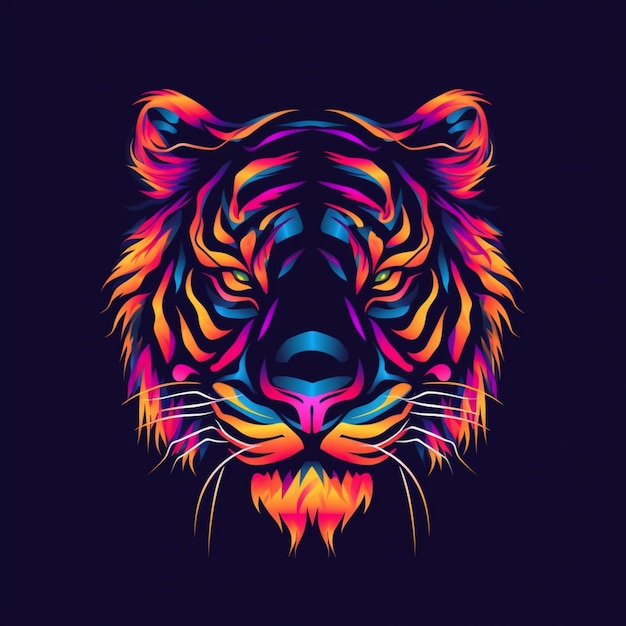 Tigerkopf-Logo im Neon-Stil