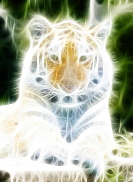 Foto tigerline-kunst im neon-stil