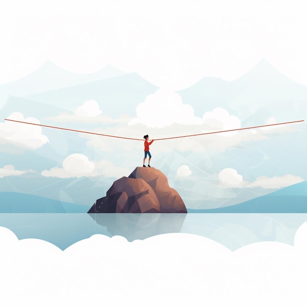 Foto tightrope 2d-cartoon-vektorillustration auf weißem hintergrund