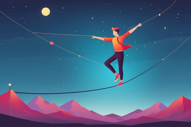 Foto tightrope of selflove ilustração de vetor plano equilíbrio de equilíbrio