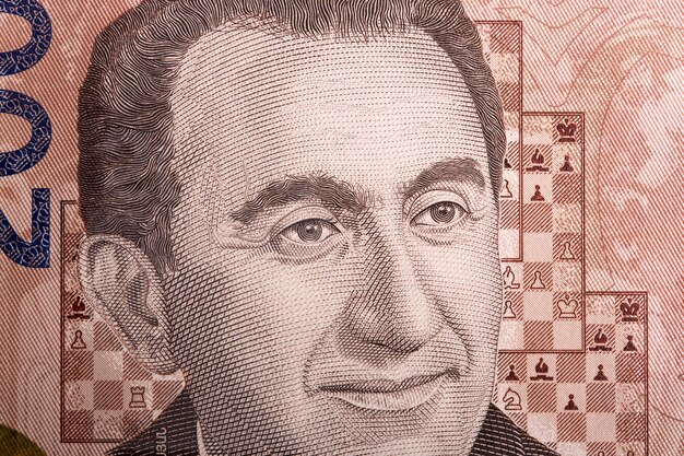 Foto tigran petrosian un retrato en primer plano de la moneda armenia