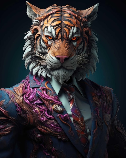 Tigre 3d super fofo com design de estilo urbano para personagem de anime