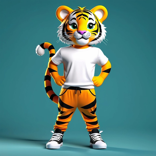 Foto tigre en 3d personaje animal