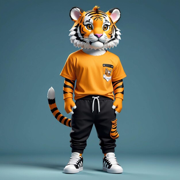 Foto tigre en 3d personaje animal