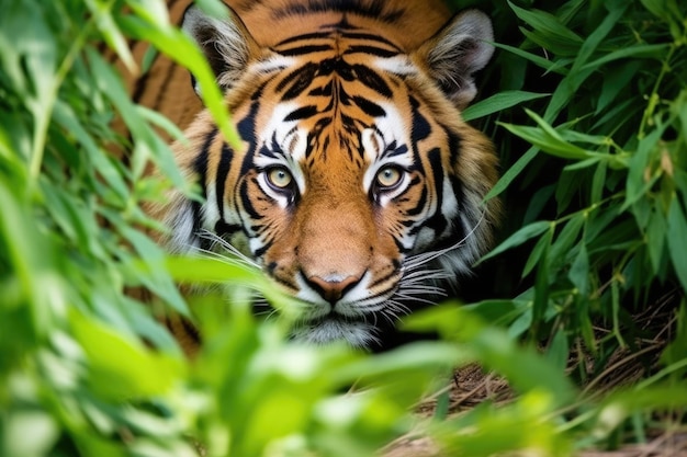 Un tigre acechando a una presa invisible