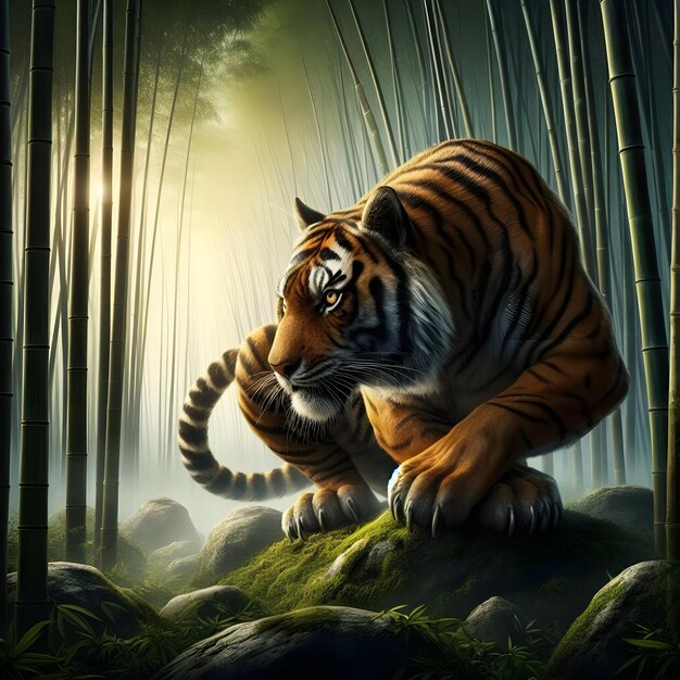 Tigre agachado Dragão escondido Floresta de bambu