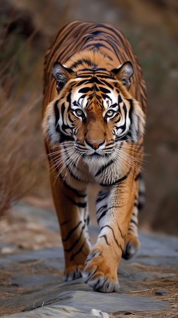 Tigre ambulante na natureza