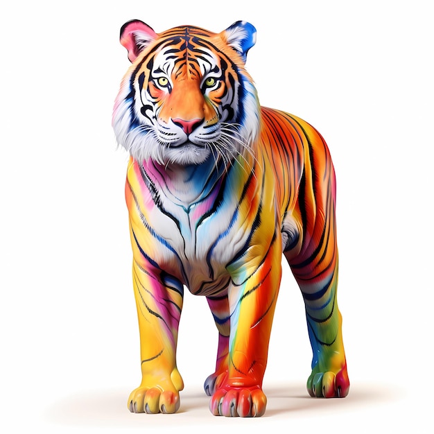 tigre, arco iris, color, blanco, plano de fondo