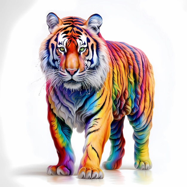 tigre, arco iris, color, blanco, plano de fondo