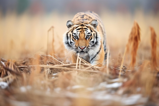 Foto tigre atacando a presa em uma clareira