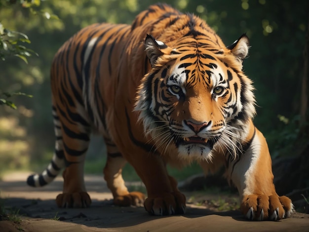 Tigre de Bengala mirando agresión a los ojos majestuosa belleza en la naturaleza