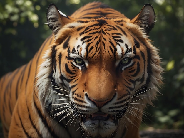 Tigre de Bengala mirando agresión a los ojos majestuosa belleza en la naturaleza