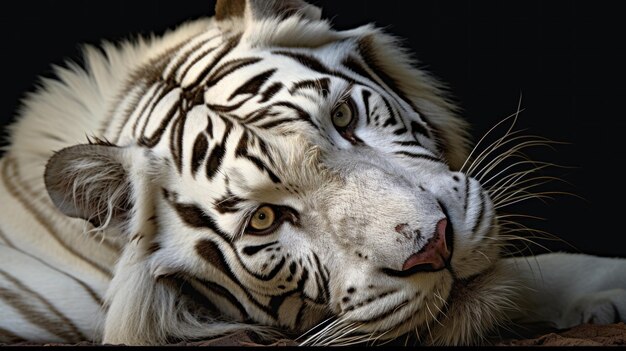 Foto un tigre blanco acostado
