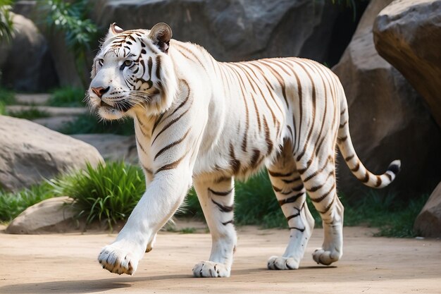 Foto tigre blanco de bengala en un zoológico