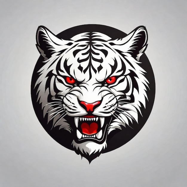 Un tigre blanco de cabeza grande y enojado