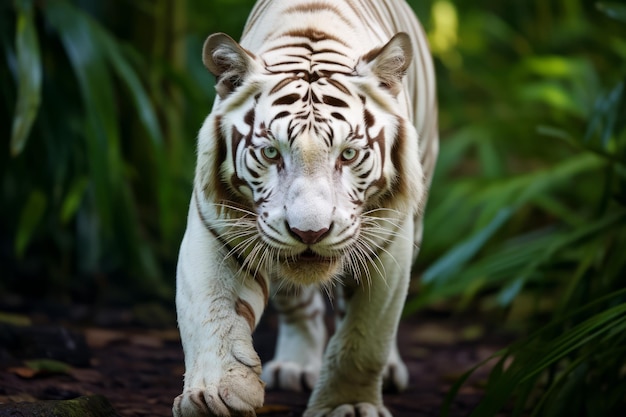 un tigre blanco en la naturaleza