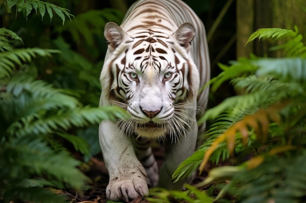 un tigre blanco en la naturaleza