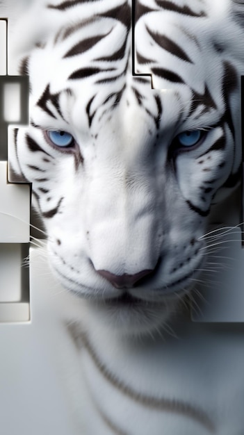 Foto tigre blanco con ojos azules y ojos azules.