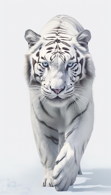 tigre blanco sobre un fondo blanco