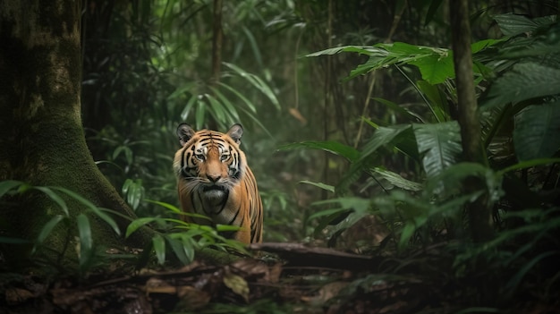 Un tigre en el bosque Arte generativo con IA