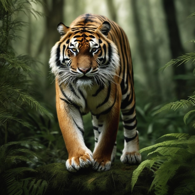 Tigre, en, bosque