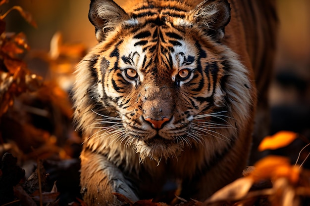 Foto tigre en un bosque