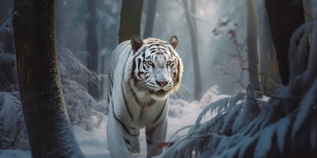 Tigre branco na neve