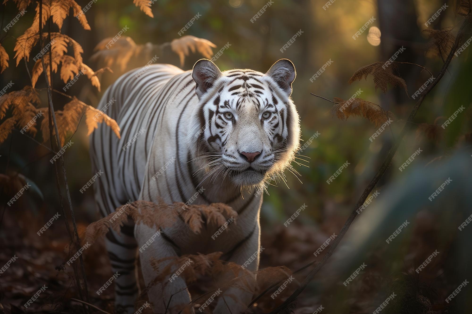 Tigre Branco Na Floresta. Cena Da Vida Selvagem. 3d Rendering. Imagem e  Fotografia Gratuitas 200023970.