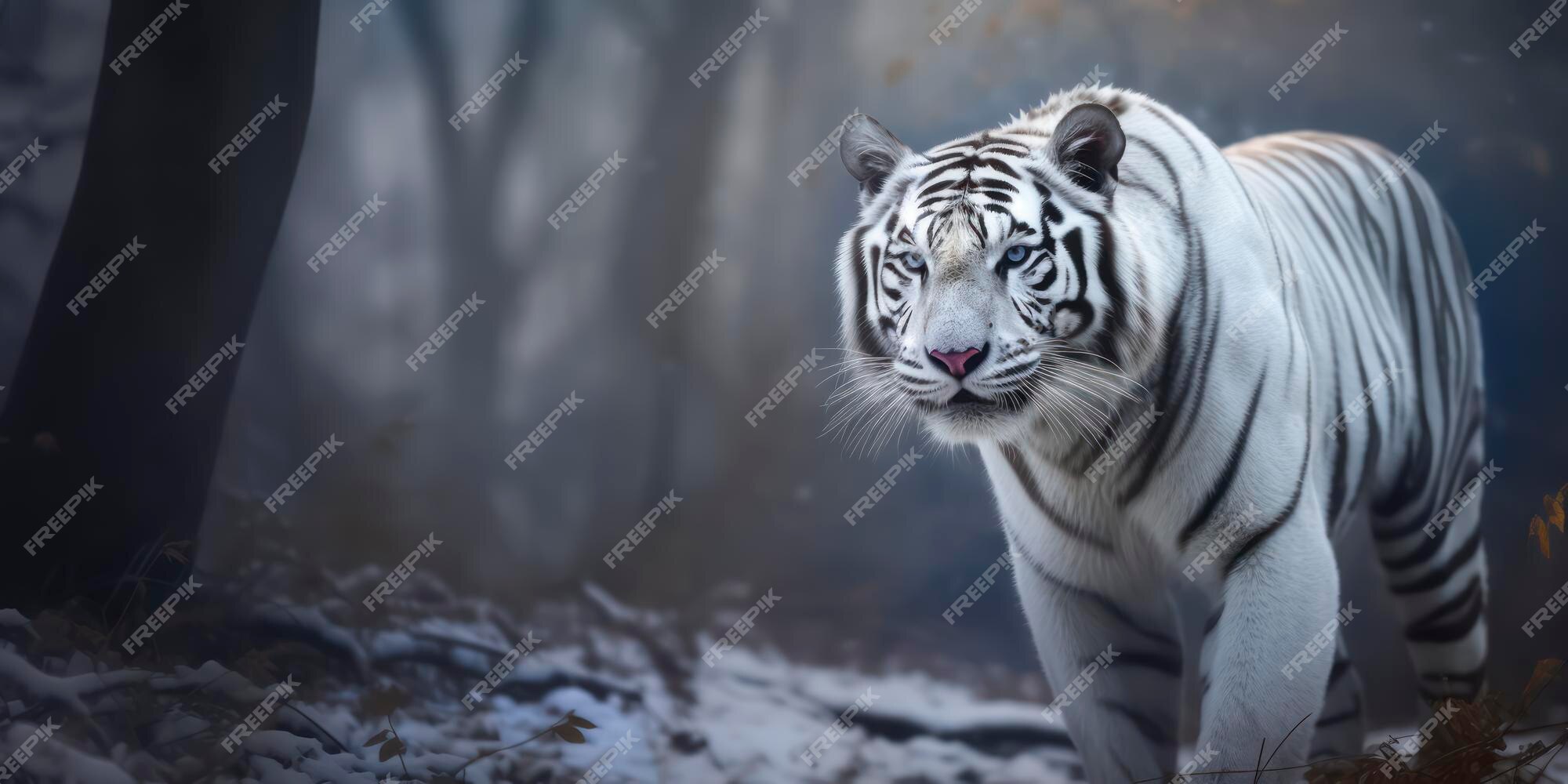 Tigre Branco Na Floresta. Cena Da Vida Selvagem. 3d Rendering. Imagem e  Fotografia Gratuitas 200023970.