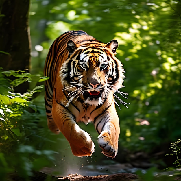 Un tigre caminando por la jungla
