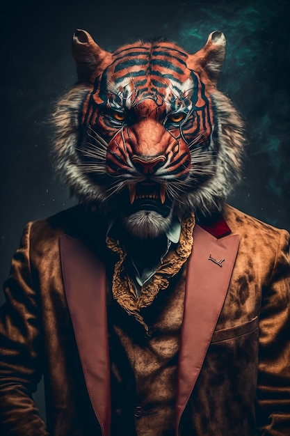 Un tigre con una chaqueta de traje.