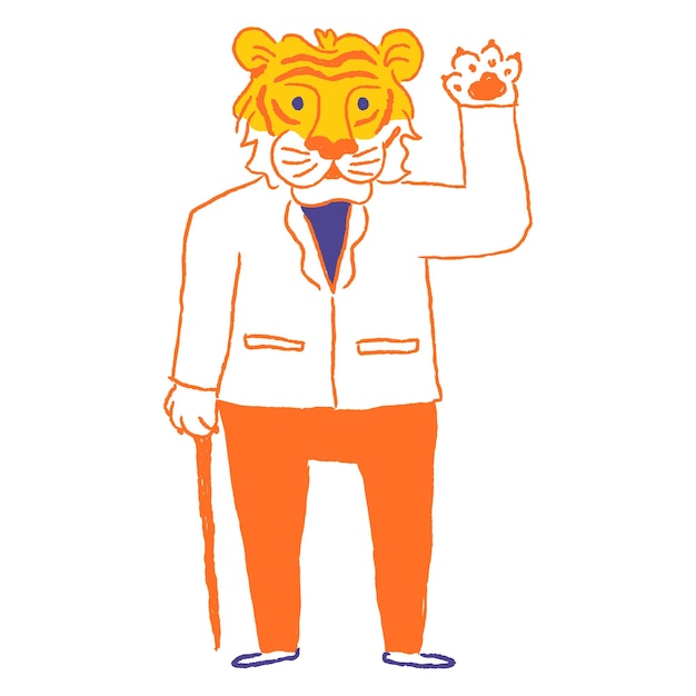 Tigre chino año png clipart garabato naranja en fondo transparente